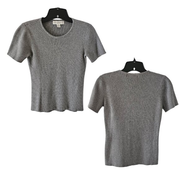 Petite Sophisticate Ribbed Cardigan & Top Set | EUC | SP | Gray - Picture 6 of 16